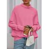 imagePRETTYGARDEN Fall Sweaters for Women 2025 Winter Clothing Batwing Long Sleeve Casual Tops Loose Knit Turtleneck SweaterPink
