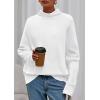 imagePRETTYGARDEN Fall Sweaters for Women 2025 Winter Clothing Batwing Long Sleeve Casual Tops Loose Knit Turtleneck SweaterWhite
