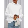 imagePRETTYGARDEN Fall Sweaters for Women 2025 Winter Clothing Batwing Long Sleeve Casual Tops Loose Knit Turtleneck SweaterWhite
