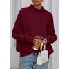 imagePRETTYGARDEN Fall Sweaters for Women 2025 Winter Clothing Batwing Long Sleeve Casual Tops Loose Knit Turtleneck SweaterWine Red