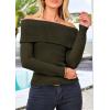 imagePRETTYGARDEN Off The Shoulder Sweater for Women 2025 Fall Fashion Cute Long Sleeve Tops Winter Ribbed Pullover Knit OutfitsArmy Green