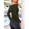 imagePRETTYGARDEN Off The Shoulder Sweater for Women 2025 Fall Fashion Cute Long Sleeve Tops Winter Ribbed Pullover Knit OutfitsArmy Green