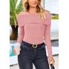imagePRETTYGARDEN Off The Shoulder Sweater for Women 2025 Fall Fashion Cute Long Sleeve Tops Winter Ribbed Pullover Knit OutfitsBean Paste Pink