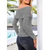 imagePRETTYGARDEN Off The Shoulder Sweater for Women 2025 Fall Fashion Cute Long Sleeve Tops Winter Ribbed Pullover Knit OutfitsGrey