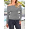 imagePRETTYGARDEN Off The Shoulder Sweater for Women 2025 Fall Fashion Cute Long Sleeve Tops Winter Ribbed Pullover Knit OutfitsGrey