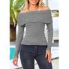 imagePRETTYGARDEN Off The Shoulder Sweater for Women 2025 Fall Fashion Cute Long Sleeve Tops Winter Ribbed Pullover Knit OutfitsGrey