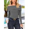 imagePRETTYGARDEN Off The Shoulder Sweater for Women 2025 Fall Fashion Cute Long Sleeve Tops Winter Ribbed Pullover Knit OutfitsMid Grey