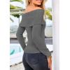 imagePRETTYGARDEN Off The Shoulder Sweater for Women 2025 Fall Fashion Cute Long Sleeve Tops Winter Ribbed Pullover Knit OutfitsMid Grey