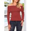 imagePRETTYGARDEN Off The Shoulder Sweater for Women 2025 Fall Fashion Cute Long Sleeve Tops Winter Ribbed Pullover Knit OutfitsOrange Red