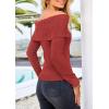 imagePRETTYGARDEN Off The Shoulder Sweater for Women 2025 Fall Fashion Cute Long Sleeve Tops Winter Ribbed Pullover Knit OutfitsOrange Red