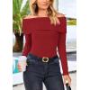 imagePRETTYGARDEN Off The Shoulder Sweater for Women 2025 Fall Fashion Cute Long Sleeve Tops Winter Ribbed Pullover Knit OutfitsRust Red