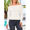 imagePRETTYGARDEN Off The Shoulder Sweater for Women 2025 Fall Fashion Cute Long Sleeve Tops Winter Ribbed Pullover Knit OutfitsSnow White