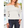 imagePRETTYGARDEN Off The Shoulder Sweater for Women 2025 Fall Fashion Cute Long Sleeve Tops Winter Ribbed Pullover Knit OutfitsWhite