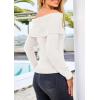 imagePRETTYGARDEN Off The Shoulder Sweater for Women 2025 Fall Fashion Cute Long Sleeve Tops Winter Ribbed Pullover Knit OutfitsWhite