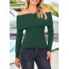 imagePRETTYGARDEN Off The Shoulder Sweater for Women 2025 Fall Fashion Cute Long Sleeve Tops Winter Ribbed Pullover Knit OutfitsWood Green