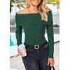 imagePRETTYGARDEN Off The Shoulder Sweater for Women 2025 Fall Fashion Cute Long Sleeve Tops Winter Ribbed Pullover Knit OutfitsWood Green