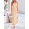 imagePRETTYGARDEN Spring Dresses for Women 2025 Summer Resort Wear Sexy Bodycon Sundress Spaghetti Strap Vacation Maxi DressApricot