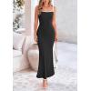 imagePRETTYGARDEN Spring Dresses for Women 2025 Summer Resort Wear Sexy Bodycon Sundress Spaghetti Strap Vacation Maxi DressBlack