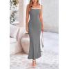 imagePRETTYGARDEN Spring Dresses for Women 2025 Summer Resort Wear Sexy Bodycon Sundress Spaghetti Strap Vacation Maxi DressGrey