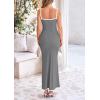 imagePRETTYGARDEN Spring Dresses for Women 2025 Summer Resort Wear Sexy Bodycon Sundress Spaghetti Strap Vacation Maxi DressGrey