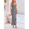 imagePRETTYGARDEN Spring Dresses for Women 2025 Summer Resort Wear Sexy Bodycon Sundress Spaghetti Strap Vacation Maxi DressGrey