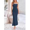 imagePRETTYGARDEN Spring Dresses for Women 2025 Summer Resort Wear Sexy Bodycon Sundress Spaghetti Strap Vacation Maxi DressNavy
