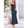 imagePRETTYGARDEN Spring Dresses for Women 2025 Summer Resort Wear Sexy Bodycon Sundress Spaghetti Strap Vacation Maxi DressNavy