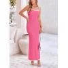 imagePRETTYGARDEN Spring Dresses for Women 2025 Summer Resort Wear Sexy Bodycon Sundress Spaghetti Strap Vacation Maxi DressPink