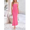 imagePRETTYGARDEN Spring Dresses for Women 2025 Summer Resort Wear Sexy Bodycon Sundress Spaghetti Strap Vacation Maxi DressPink