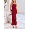 imagePRETTYGARDEN Spring Dresses for Women 2025 Summer Resort Wear Sexy Bodycon Sundress Spaghetti Strap Vacation Maxi DressWine Red