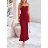 imagePRETTYGARDEN Spring Dresses for Women 2025 Summer Resort Wear Sexy Bodycon Sundress Spaghetti Strap Vacation Maxi DressWine Red