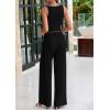 imagePRETTYGARDEN Spring Two Piece Sets For Women 2025 Ribbed Knit Crew Neck Sleeveless Tank Tops Wide Leg Pants Casual Lounge SetBlack