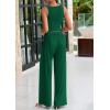 imagePRETTYGARDEN Spring Two Piece Sets For Women 2025 Ribbed Knit Crew Neck Sleeveless Tank Tops Wide Leg Pants Casual Lounge SetGreen