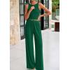 imagePRETTYGARDEN Spring Two Piece Sets For Women 2025 Ribbed Knit Crew Neck Sleeveless Tank Tops Wide Leg Pants Casual Lounge SetGreen