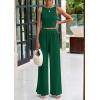 imagePRETTYGARDEN Spring Two Piece Sets For Women 2025 Ribbed Knit Crew Neck Sleeveless Tank Tops Wide Leg Pants Casual Lounge SetGreen