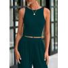 imagePRETTYGARDEN Spring Two Piece Sets For Women 2025 Ribbed Knit Crew Neck Sleeveless Tank Tops Wide Leg Pants Casual Lounge SetLake Blue