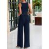 imagePRETTYGARDEN Spring Two Piece Sets For Women 2025 Ribbed Knit Crew Neck Sleeveless Tank Tops Wide Leg Pants Casual Lounge SetNavy