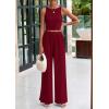 imagePRETTYGARDEN Spring Two Piece Sets For Women 2025 Ribbed Knit Crew Neck Sleeveless Tank Tops Wide Leg Pants Casual Lounge SetWine Red
