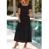 imagePRETTYGARDEN Summer Dresses for Women 2025 Eyelet Square Neck Puff Sleeve Smocked Wedding Guest Maxi Dress with PocketsBlack