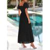 imagePRETTYGARDEN Summer Dresses for Women 2025 Eyelet Square Neck Puff Sleeve Smocked Wedding Guest Maxi Dress with PocketsBlack