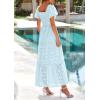 imagePRETTYGARDEN Summer Dresses for Women 2025 Eyelet Square Neck Puff Sleeve Smocked Wedding Guest Maxi Dress with PocketsLight Blue