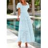 imagePRETTYGARDEN Summer Dresses for Women 2025 Eyelet Square Neck Puff Sleeve Smocked Wedding Guest Maxi Dress with PocketsLight Blue