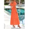 imagePRETTYGARDEN Summer Dresses for Women 2025 Eyelet Square Neck Puff Sleeve Smocked Wedding Guest Maxi Dress with PocketsOrange