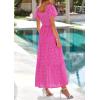 imagePRETTYGARDEN Summer Dresses for Women 2025 Eyelet Square Neck Puff Sleeve Smocked Wedding Guest Maxi Dress with PocketsRose Pink
