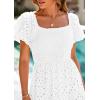imagePRETTYGARDEN Summer Dresses for Women 2025 Eyelet Square Neck Puff Sleeve Smocked Wedding Guest Maxi Dress with PocketsWhite