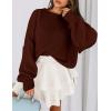 imagePRETTYGARDEN Sweaters for Women 2025 Fall Chunky Knit Long Sleeve Crew Neck Oversized Pullover Tops Winter Fashion ClothingBrown