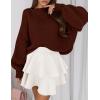 imagePRETTYGARDEN Sweaters for Women 2025 Fall Chunky Knit Long Sleeve Crew Neck Oversized Pullover Tops Winter Fashion ClothingBrown
