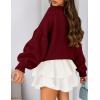 imagePRETTYGARDEN Sweaters for Women 2025 Fall Chunky Knit Long Sleeve Crew Neck Oversized Pullover Tops Winter Fashion ClothingBurgundy