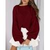 imagePRETTYGARDEN Sweaters for Women 2025 Fall Chunky Knit Long Sleeve Crew Neck Oversized Pullover Tops Winter Fashion ClothingBurgundy