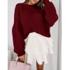 imagePRETTYGARDEN Sweaters for Women 2025 Fall Chunky Knit Long Sleeve Crew Neck Oversized Pullover Tops Winter Fashion ClothingBurgundy
